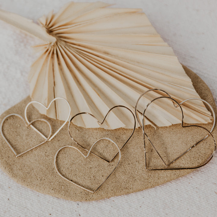 heart shaped 14k gold filled threader earrings