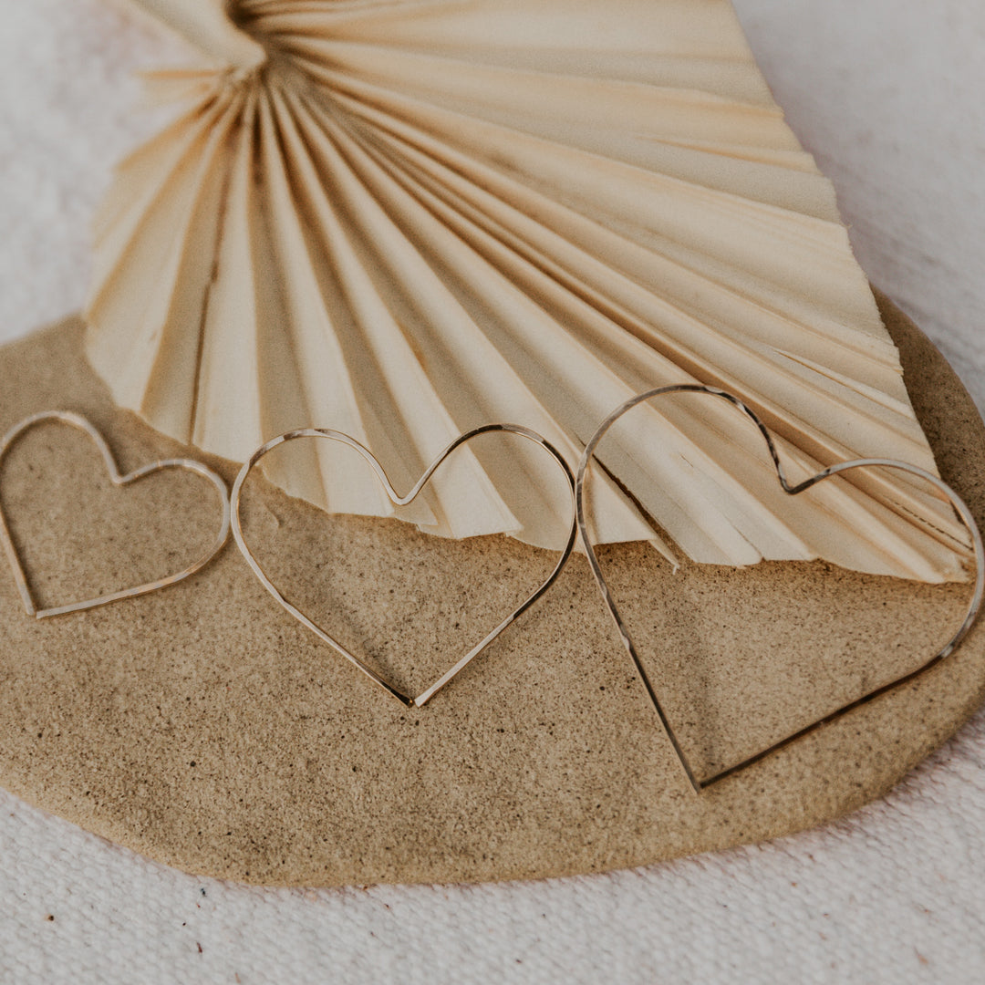 heart shaped 14k gold fill threader earrings