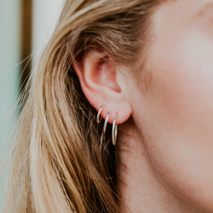 set of 3 silver endless hoops