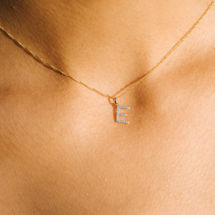 Diamond Initial Letter 14K Gold  Necklace