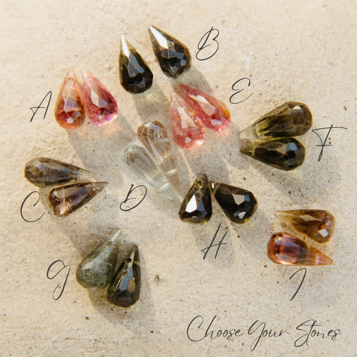 Choose your stones for unique threader earrings handmade by Teressa Lane Jewelry