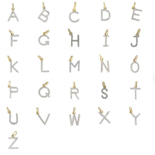 Diamond Initial Letter 14K Gold  Necklace