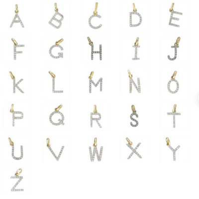 Diamond Initial Letter 14K Gold  Necklace