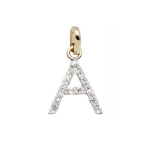 Diamond Initial Letter 14K Gold  Necklace