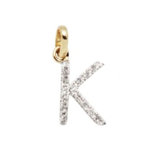 Diamond Initial Letter 14K Gold  Necklace