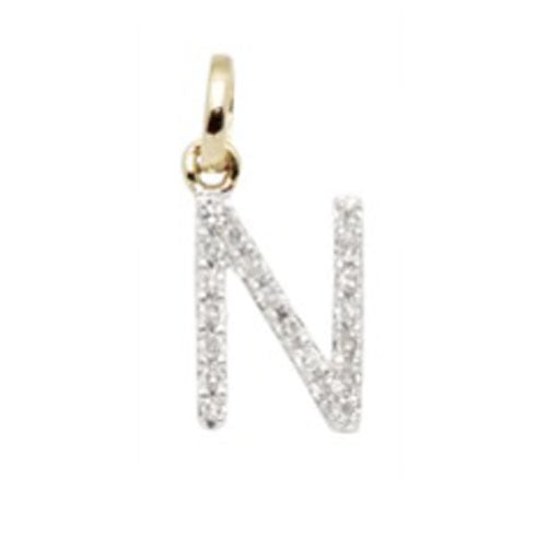 Diamond Initial Letter 14K Gold  Necklace