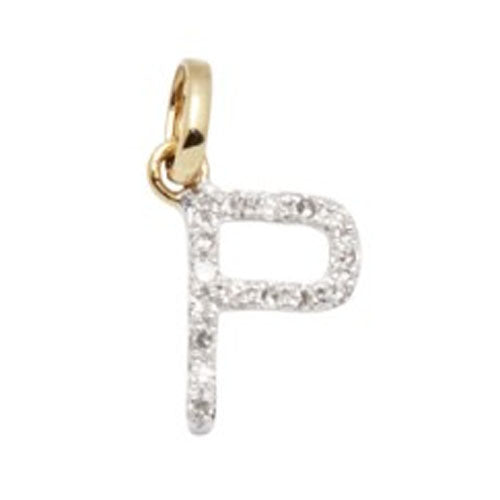 Diamond Initial Letter 14K Gold  Necklace