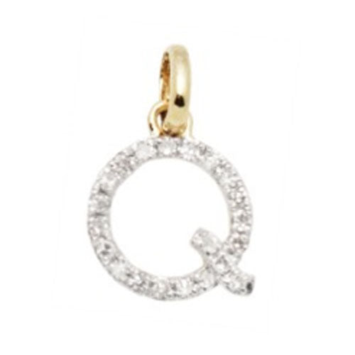 Diamond Initial Letter 14K Gold  Necklace