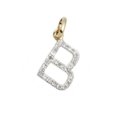 Diamond Initial Letter 14K Gold  Necklace