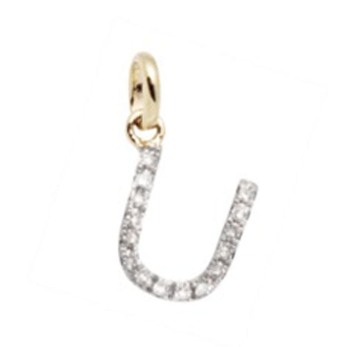 Diamond Initial Letter 14K Gold  Necklace