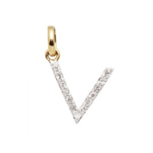 Diamond Initial Letter 14K Gold  Necklace