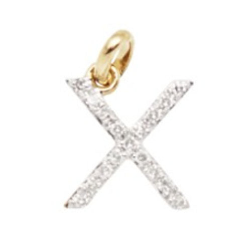 Diamond Initial Letter 14K Gold  Necklace