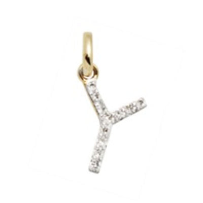 Diamond Initial Letter 14K Gold  Necklace