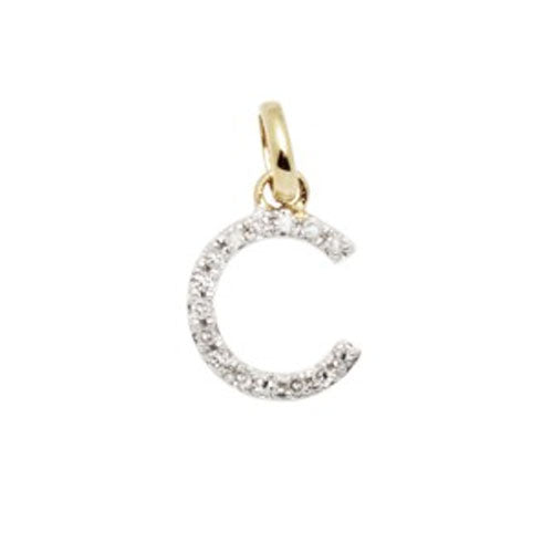 Diamond Initial Letter 14K Gold  Necklace