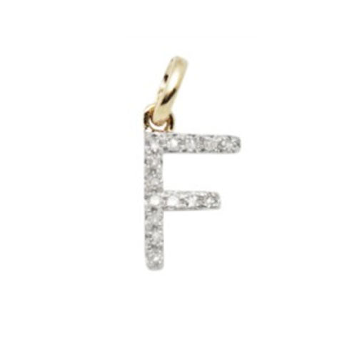 Diamond Initial Letter 14K Gold  Necklace