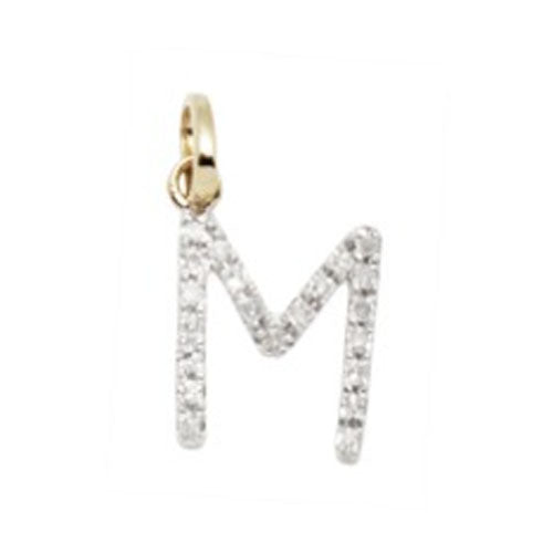 Diamond Initial Letter 14K Gold  Necklace