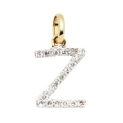 Diamond Initial Letter 14K Gold  Necklace