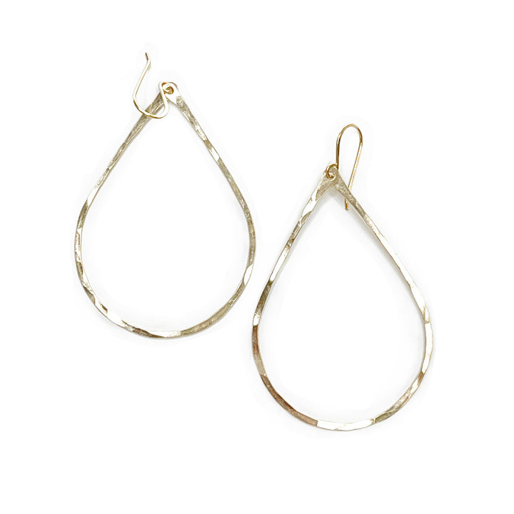 Teressa Lane Jewelry gold Lei earrings with hammered teardrop design and hook closure