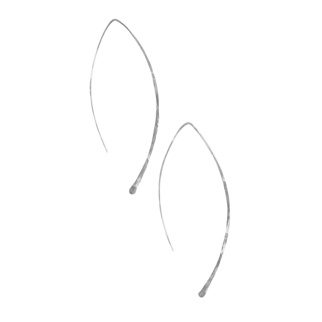 Teressa Lane Jewelry delicate silver leaf threader earrings with a minimalist curved design