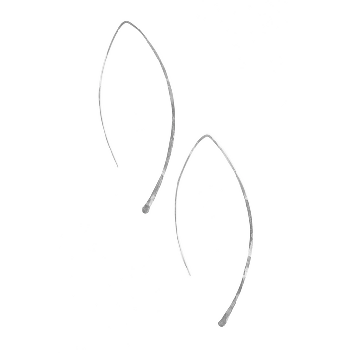 Teressa Lane Jewelry delicate silver leaf threader earrings with a minimalist curved design