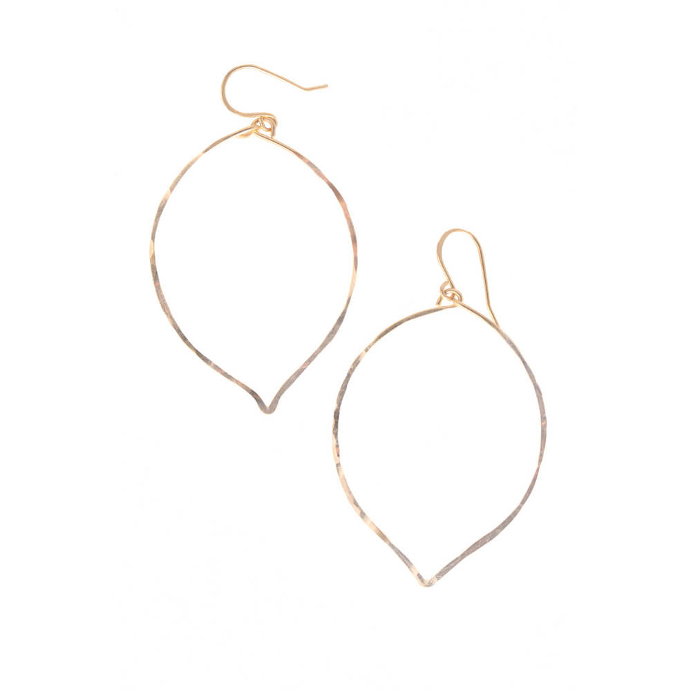 Teressa Lane Jewelry gold leaf shaped lotus dangle earrings with hammered texture