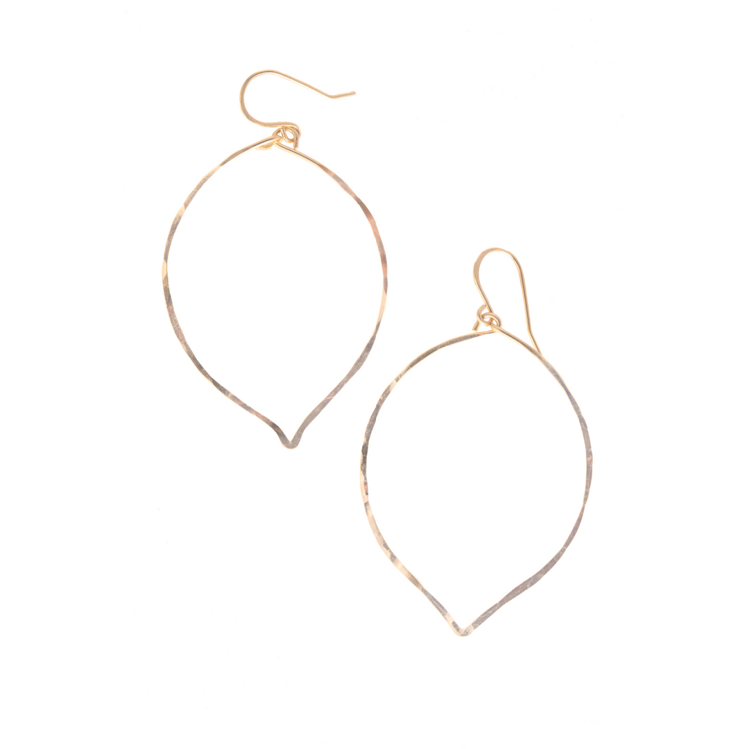 Teressa Lane Jewelry gold leaf shaped lotus dangle earrings with hammered texture
