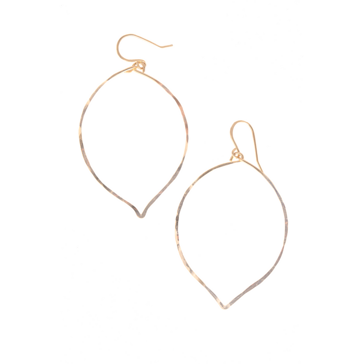 Teressa Lane Jewelry gold leaf shaped lotus dangle earrings with hammered texture