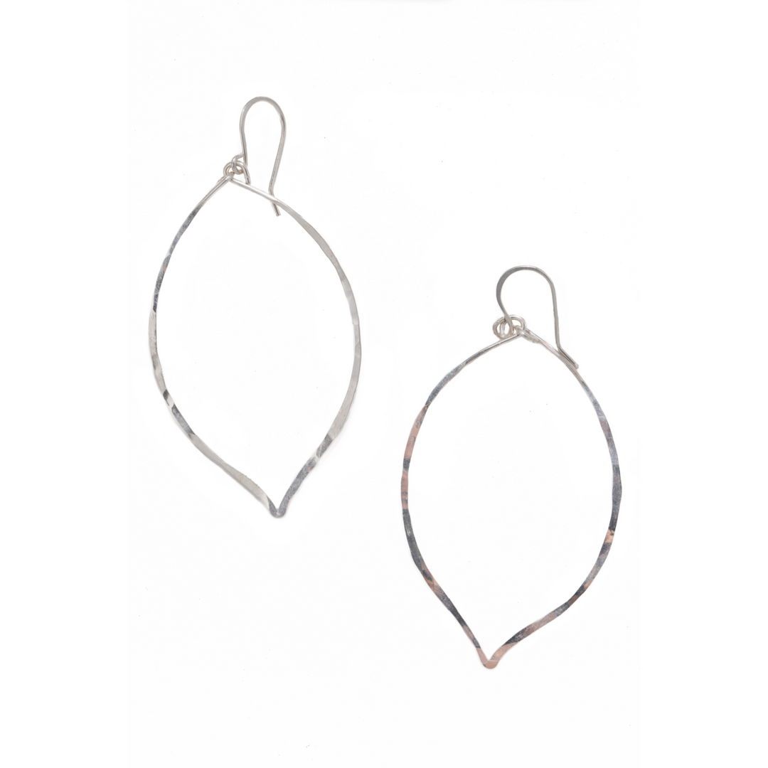 Teressa Lane Jewelry silver lotus dangle earrings with delicate hammered metal design