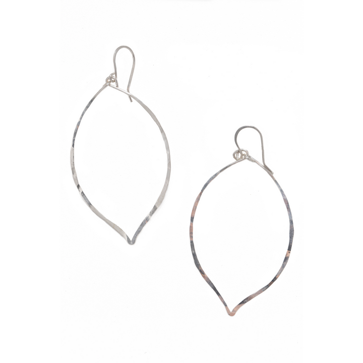 Teressa Lane Jewelry silver lotus dangle earrings with delicate hammered metal design